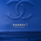 Calfskin Quilted Medium Rainbow Double Flap Multicolor