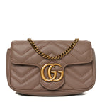 Calfskin Matelasse Super Mini GG Marmont Shoulder Bag Porcelain Rose
