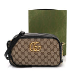 Monogram Matelasse Diagonal Small GG Marmont Chain Shoulder Bag Beige Black