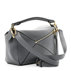 Soft Grained Calfskin Small Puzzle Bag Asphalt Grey