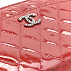 Patent Quilted Brilliant Wallet On Chain WOC Coral