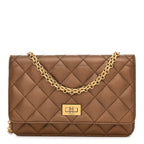 Metallic Calfskin Quilted 2.55 Reissue Wallet On Chain WOC Bronze
