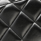Lambskin Quilted Medium Trendy CC Flap Dual Handle Bag Black
