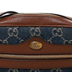New Denim GG Monogram Dollar Calfskin Mini Ophidia Shoulder Bag Blue Tea Cuir Epilog