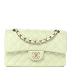 Caviar Quilted Small Double Flap Light Green