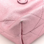 Metallic Lambskin Lacquered Monochrome Quilted Mini Chanel 22 Pink