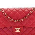 Iridescent Caviar Quilted Medium Double Flap Red
