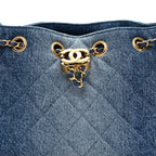 Washed Denim Quilted Mini Chanel 25 Handbag Blue