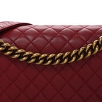 Lambskin Quilted New Medium Boy Flap Red