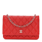 Caviar Quilted Wallet on Chain WOC Red