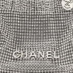Crystal Embellished Metallic Lambskin Mini Chanel 22 Silver