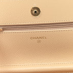 Caviar Quilted Wallet on Chain WOC Beige