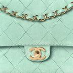 Suede Calfskin Small Souplissimo Maxi Flap Green