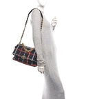 Tweed Quilted Large Chanel 19 Flap Black Orange Blue