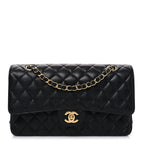 Caviar Quilted Medium Double Flap Black