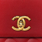 Caviar Quilted Small Business Affinity Flap Red