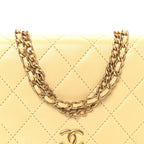 Lambskin Quilted Enamel Wallet On Chain WOC Yellow