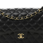 Caviar Quilted Jumbo Double Flap Black