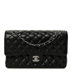 Caviar Quilted Medium Double Flap Black