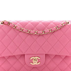 Caviar Quilted Medium Double Flap Pink