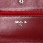 Lambskin Camellia Embossed Wallet on Chain WOC Red