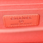 Caviar Quilted Mini Wallet On Chain WOC Coral