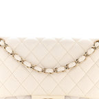 Caviar Quilted Medium Double Flap White