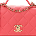 Caviar Quilted Small Business Affinity Flap Coral