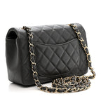 Lambskin Quilted Mini Rectangular Flap Dark Grey