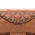 Lambskin Quilted Small Double Flap Brown