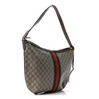 GG Supreme Monogram Web Ophidia Half Moon Hobo Brown