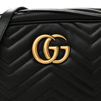 Calfskin Matelasse Small GG Marmont Chain Shoulder Bag Black