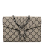 GG Supreme Monogram Mini Dionysus Chain Wallet Beige Taupe