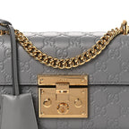 Guccissima Small Padlock Shoulder Bag Grey