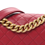 Lambskin Quilted Small Boy Flap Dark Red