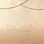 Metallic Lambskin Quilted Jumbo Double Flap Khaki