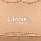 Caviar Quilted Medium Double Flap Beige