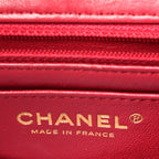 Lambskin Quilted Mini Rectangular Flap Dark Pink