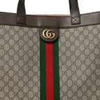 GG Supreme Monogram Web Large Ophidia Vertical Shopping Tote Brown
