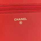 Lambskin Quilted Boy Wallet On Chain WOC Red