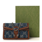 New Denim GG Monogram Dollar Calfskin Enamel Super Mini Dionysus Shoulder Bag Blue Tea Cuir Epilog Electric Blue