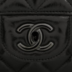 Shiny Crumpled Calfskin Quilted Jumbo Double Flap So Black