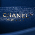 Lambskin Chevron Quilted Mini Square Flap Blue