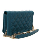 Caviar Quilted Boy Wallet On Chain WOC Blue
