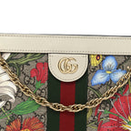 GG Supreme Monogram Flora Web Small Ophidia Chain Shoulder Bag White