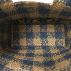 X PAULA'S IBIZA Raffia Small Font Tote Natural Light Blue