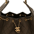 Canvas Quilted Small Chanel 25 Handbag Khaki