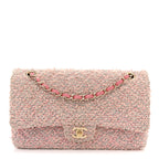 Tweed Medium Double Flap Pink