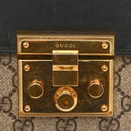 GG Supreme Monogram Calfskin Small Padlock Shoulder Bag Beige Black Cuir