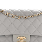 Caviar Quilted Small Double Flap Grey
